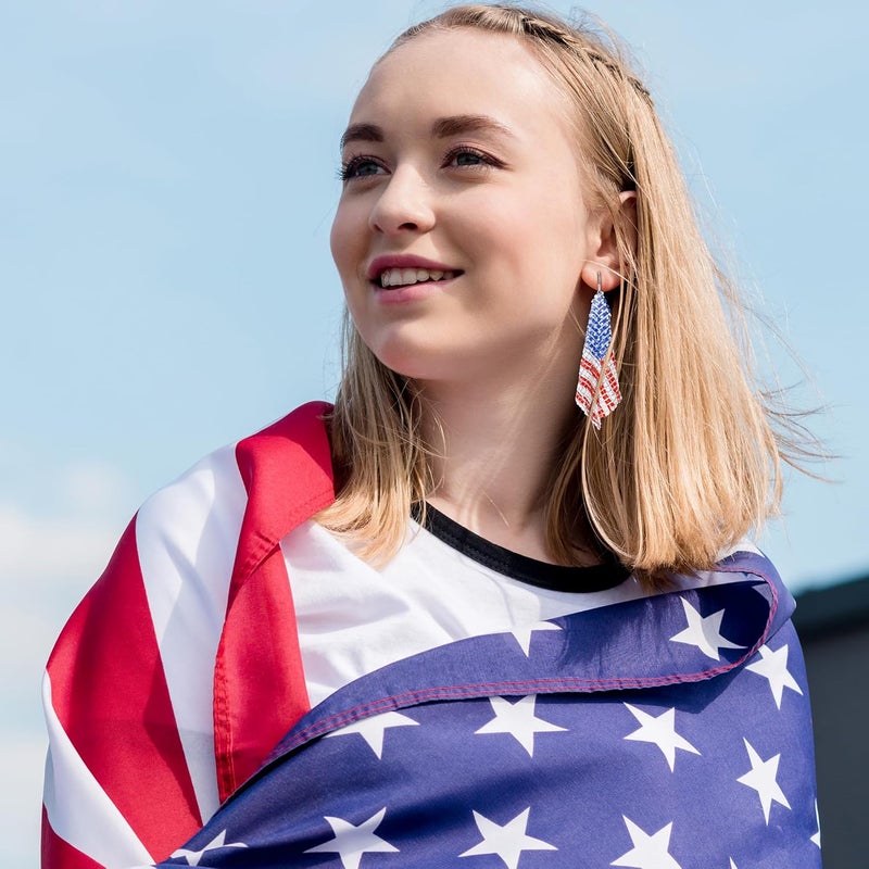 DAYANEY 4th of July Earrings Patriotic Earrings, Red White and Blue Earings for Women and Girls American USA Flag Jewelry as Fourth of July Accessories for Independence Day Outfit Gifts - Image 2